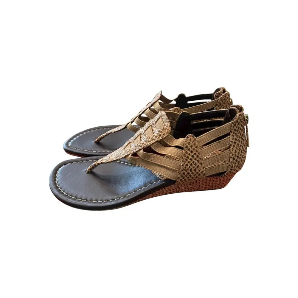 Donald J Pliner Deena-UF Snake Embossed Cork Sandals Natural 7.5 NIB